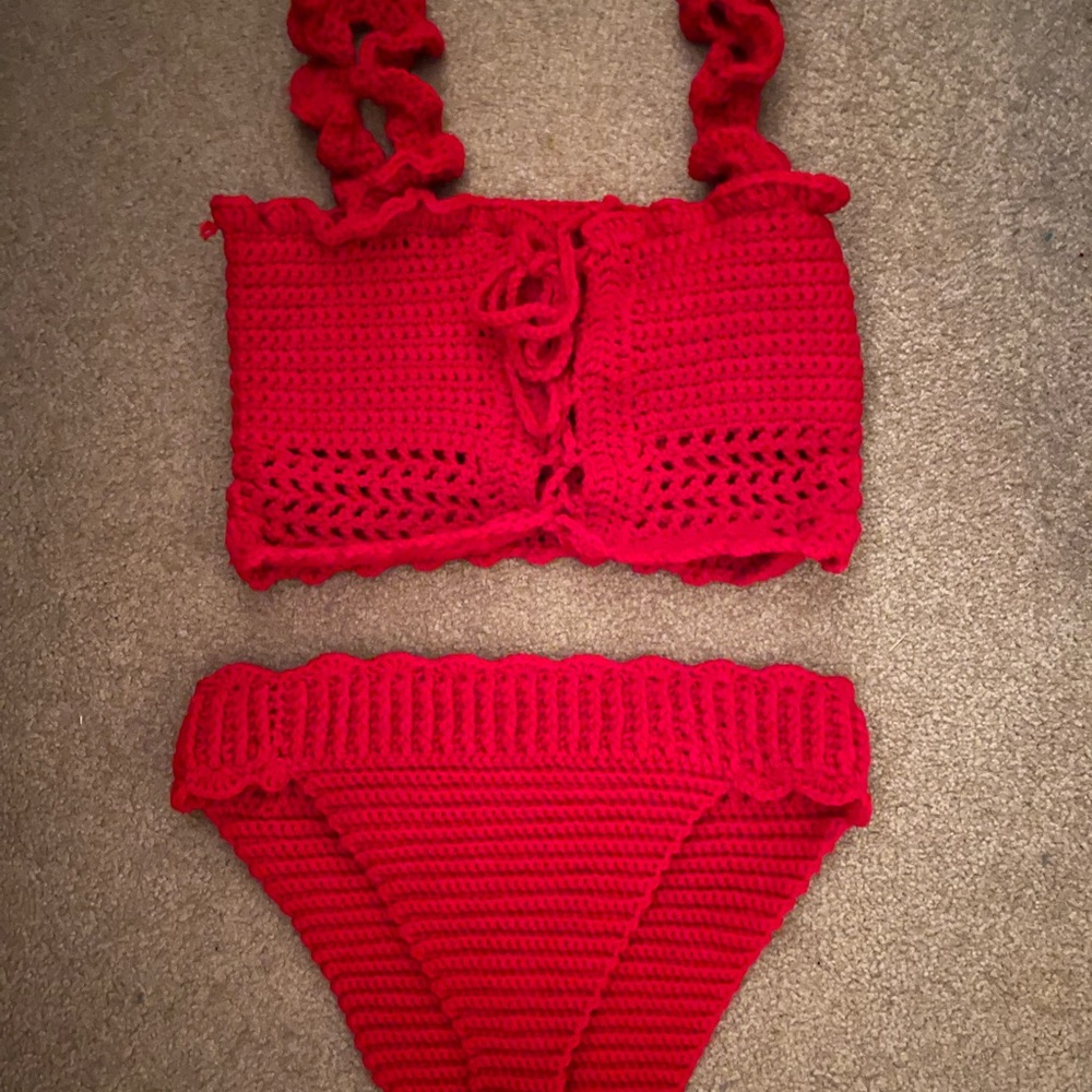 Red crochet bikini